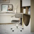 Кресло компьютерное офисное Eco-Office KOLIN W-231, стул крутящийся на колесиках, Серая ткань / Белый каркас