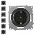 Комплект. Розетка с заземлением OneKeyElectro, винтовые контакты, цвет черный (7 шт.)