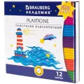 Упаковка 16 шт. Пластилин классический BRAUBERG академия классическая, 12 цветов, 240 г, стек, высшее качество, 106423