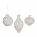Фигуры Goodwill M&G стеклянные, белый с серебром, в трех формах 8 см (3 шт набор)