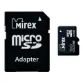 Карта памяти Mirex microSDHC 32 ГБ Class 10, V10, A1, UHS-I, R/W 25/10 МБ/с, адаптер на SD, 1 шт., черный
