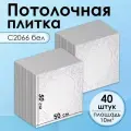 Плитка потолочная, Экструдированная, С2066 Белый, 50x50 см, 10кв. м, 40 шт.