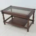 Журнальный столик / массив бука / стеклянная столешница /орех