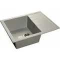 Мойка GRANFEST мрамор QUADRO GF-Q-650L, цвет серый ,(650*500*200 мм), с сифоном и сливной арматурой