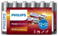 Батарейка Philips Power Alkaline, щелочная, 12+12 AA, в пленке (LR6P24FV/97)