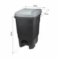 Контейнер-бак мусорный IDEA 60л с педалью на колесах серая крышка