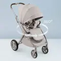 Коляска прогулочная детская Happy Baby Luna 360, реверсивный блок 360 градусов, серая
