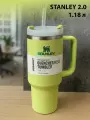 Стакан термос Stanley Стенли матермос с трубочкой 1,18 л 40 Oz зеленый в машину термокружка