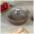 Жаровня Мечта Гранит Brown, 2,4 л, стеклянная крышка, антипригарное покрытие, коричневый гранит