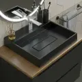 Раковина для ванной накладная 50 см, Uperwood Tanos Quartz, прямоугольная, черная, космос