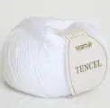 Пряжа Tencel Seam цвет 01 белый, 10шт*(150м/50г), 100% тенсель (лиоцелл)