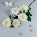 Цветы искусственные «Пион кустовой», 5 бутонов, 15×110 см, белые