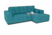 Угловой диван-кровать Питсбург DIVANO, раскладной, с подлокотниками, 260×166×97 см, голубой, дизайн 1