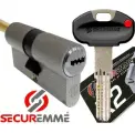 Цилиндровый механизм Securemme K2 75мм(45х30) ключ/дл. шток, никель