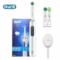 Электрическая зубная щетка Oral B Pro 4 с датчиком давления, таймером на 2 минуты, 4 режимами и 3 сменными насадками