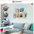 Семейные фоторамки для фотографий 21 х 30 см + В подарок 12 наклеек, набор рамок для фото А4, пластик, черный, 21х30 см, MASKOFF, 6 шт.