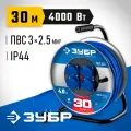 Силовой удлинитель ПВС ЗУБР на стальной катушке 3x2.5 30м 55102-30