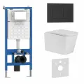 Комплект 6 в 1 инсталляция, унитаз TORNADO безободковый белый TOLEDO ALTO (IB. TLA.234.1B1), клавиша смыва черный матовый, ABS пластик ESTI-S (IB. B085.002.000)
