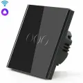 Cенсорный Wi-Fi выключатель с Алисой, 3 клавиши 1 пост, (3G) стекло 86х86мм цвет черный