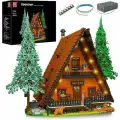 Конструктор Mould King 16053 А-образный лесной домик, 3398 детали, MOC Рождественский подарок, Светильники в комплекте, Подарки для детей
