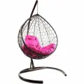 Кресло кокон W-GROUP Капля с ротангом, 98х186 см, до 120 кг коричневый/розовый