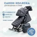 Санки-коляска Pikate Onyx выдвижные колеса, перекидная ручка, сумка для мамы, цвет Серый