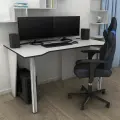 Стол компьютерный, письменный, игровой LevelUP 1400 Белый/Черный, 140*74 см.