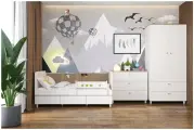 Набор детской мебели Эйп №6 (кровать + комод + шкаф) цвет белый/дуб белый Моби