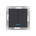 Выключатель двухклавишный с подсветкой Systeme Electric (Schneider Electric) AtlasDesign 10А, карбон ATN001053 4шт