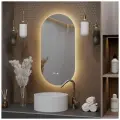 Зеркало Олимпия 80*40 для ванной с тёплой LED-подсветкой и часами