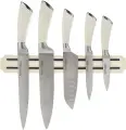 Набор кухонных ножей Agness Арктик, с магнитным держателем, ручка из нержавеющей стали, 6 предметов