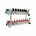 Коллекторная группа 1-7 вых квадрат (с дренаж. краном и воздухоотвод) нерж. корпус, TIM