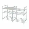 Полка для обуви металл, 3 секции, 50х33х79 см, с сидением, светло-серый, матовый серая, Nika, ЭТЛ3-1/МС
