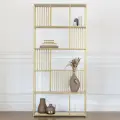 Металлический стеллаж лофт интерьерный для книг SOHO, золотой с полками из керамики Ivory