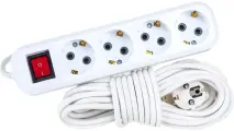 STEKKER STTEKER Удлинитель 4-местный с/з с выключ, 3x0,75мм2, 7м, 10А, У10А-003, белый HM03-41-07