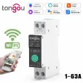 Умный выключатель WiFi TONGOU на DIN рейку / Счётчик электроэнергии, циклический таймер, защита по напряжению и току / Управление через Tuya, SmartLife или Digma Smart 1-63A