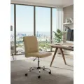 Кресло компьютерное TetChair, экокожа, с регулировкой высоты, без подлокотников, бежевое