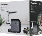 Мясорубка Panasonic MK-GX1710KTQ 1700Вт черный/серебристый, Толкатель, Функция реверса, Насадка для кеббе