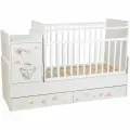 Кроватка Фея 1100 трансформер с комодом, поперечный маятник Белый Слоник