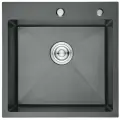 Мойка Раковина для кухни из нержавеющей стали AFLORN 50*50 см. Сталь SUS304. Цвет графит. В комплекте сифон с переливом.