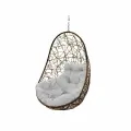 Подвесное кресло овал (без стойки), с ротангом коричневое, серая подушка