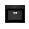 Каменная мойка для кухни врезная SURAGRAN S-15, 550*490мм, прямоугольник, цвет ультра-черный/Раковина для кухни