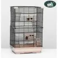 Клетка для грызунов Пижон 4 этажа, 42 х 30 х 65 см (2 домика, колесо, миска), беж