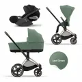 Детская коляска 3в1 Cybex Priam IV Rose Gold, цвет Leaf Green (Зелёный)