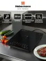 Плитка индукционная настольная электрическая Hebermann HBIC 1102. 2000 Вт, 8 автопрограмм, таймер, сенсорное управление, черный глянец.