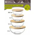 Набор стеклянных мисок Eco Store с крышками из бамбука для запекания и хранения 4 шт Smart Solutions SS0000282