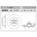 Диск тормозной задний SANGSIN SD1072 для а/м KIA Sorento, Hyundai Santa Fe 2.4/2.0CRDi-2.2CRDi