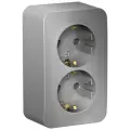 Розетка двухместная алюминий Systeme Electric Blanca с заземлением без шторок 16А, 250В, (комплект 5шт)