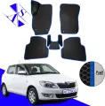 Автомобильные коврики EVA/ЕВА/ЭВА для Skoda Fabia 2 (MK2) Шкода Фабия МК2 2007-2014 черный синий