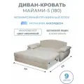 Диван кровать раскладной Майами-5 (180) независимый пружинный блок аккордеон велюр кремовый Grand Family